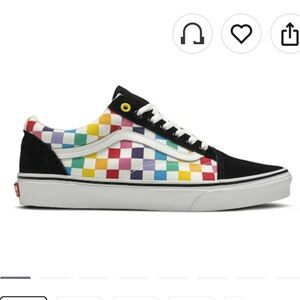 Vans Old Skool multicolored Checkerboard Sneakers rainbow size M-7 W-8.5 skater